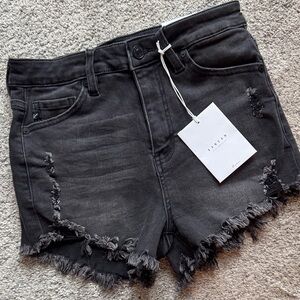 KanCan Charcoal Distressed Jean Shorts